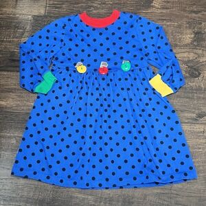 VTG Buster Brown Girls Dress 80s Blue‎ Polkadot Apple Charms 4 3 2 Cottage Core